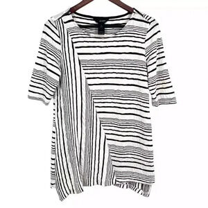 [2X]Ali Miles Womens Black White  Blouse Shirt Top Wearable Art